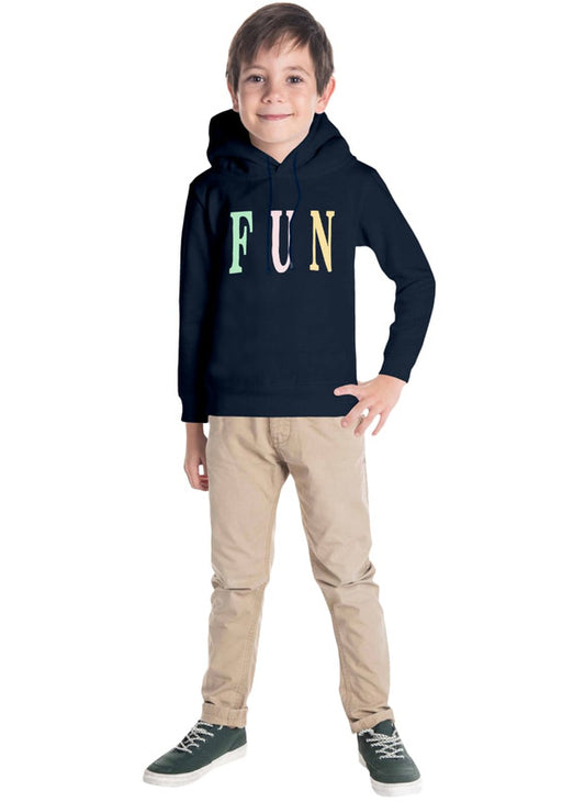 Unisex- Boys & Girls Navy Blue Printed Hooded Sweatshirt!!