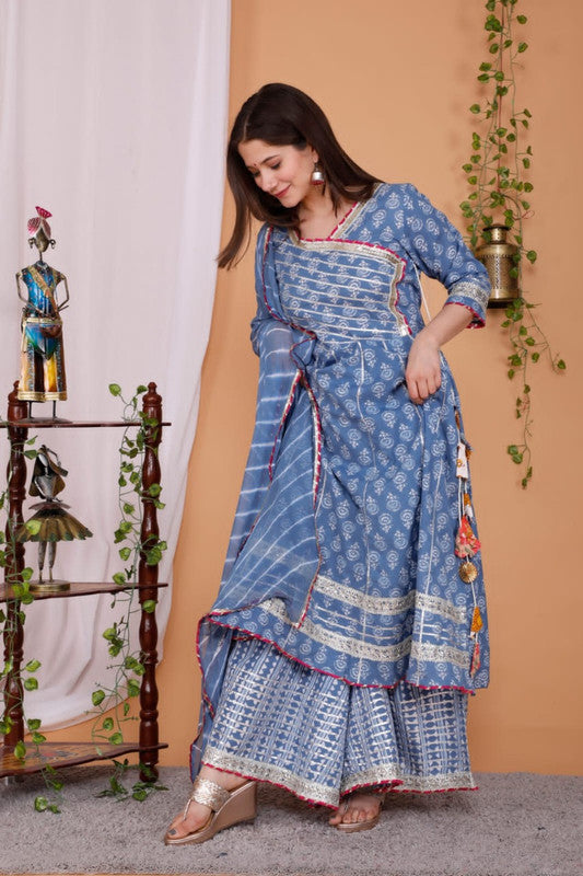 Designer Gown Kurti with Bottom and Dupatta