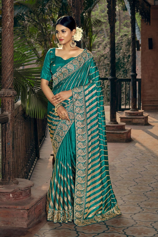 Designer VICHITRA SILK HEAVY FANCY ZARI EMBROIDERY WITH HEAVY STONES SAREE