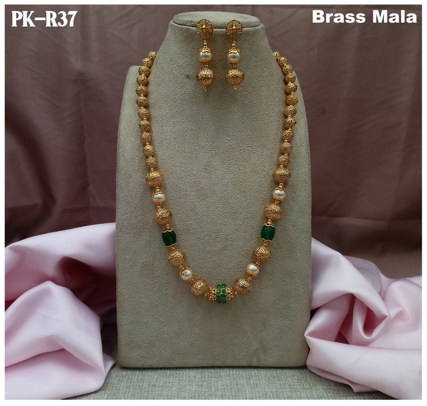 Premium Quality Brass Mala Jewellery Necklace set with Ear Rings