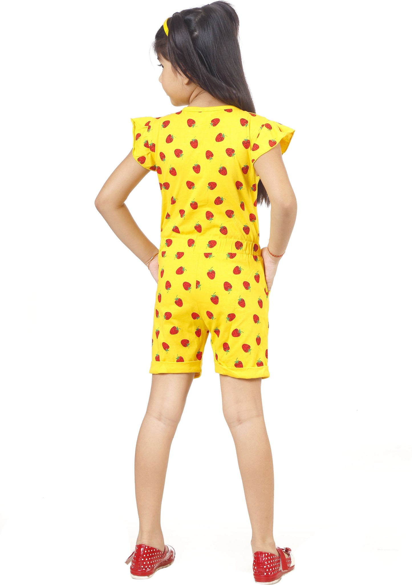 Yellow Coloured Cotton Girls  Daily wear Jumpsuit!!