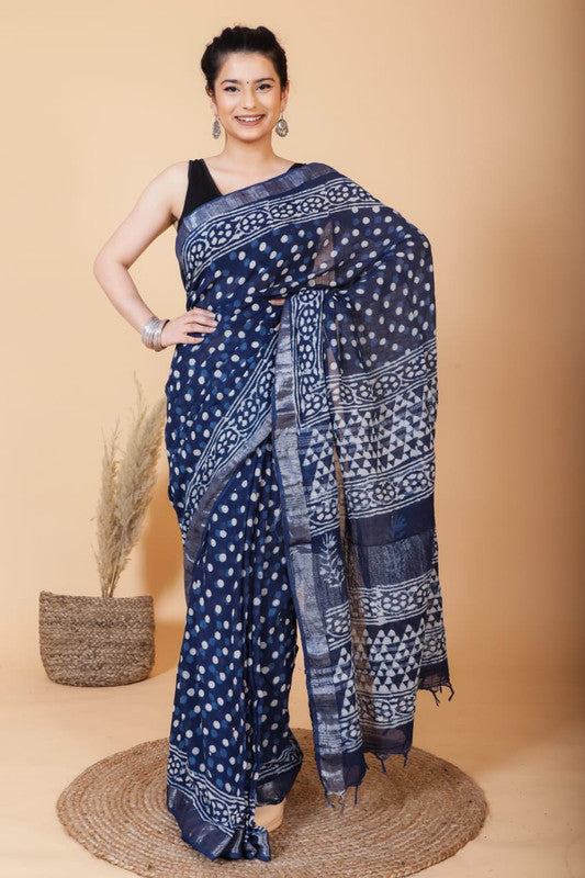 Beautiful Designer Linen  Saree