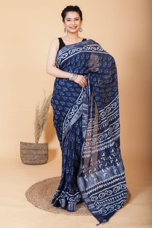 Beautiful Designer Linen  Saree