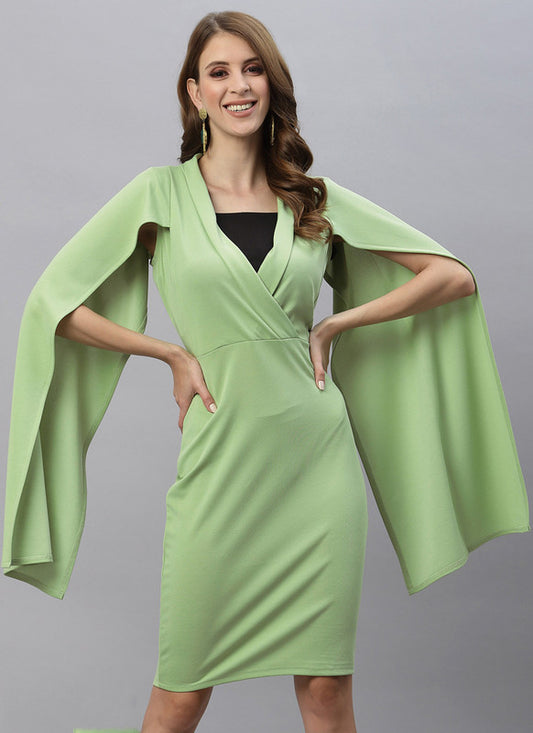 Light Green Coloured Premium Lycra Knitted Dyed Full Sleeves Women Party wear Western Dress!!