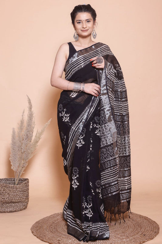 Beautiful Designer Linen  Saree