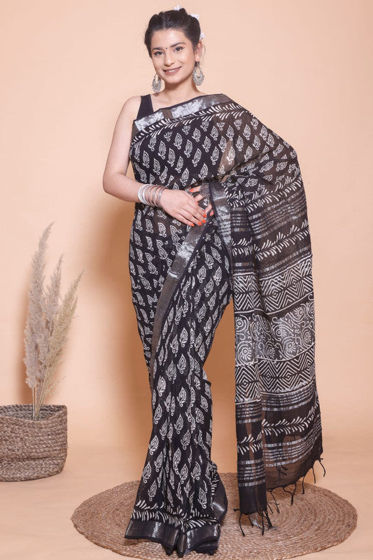 Beautiful Designer Linen  Saree