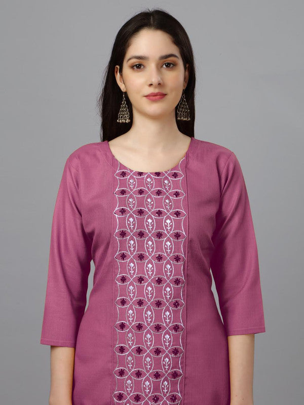 Pink Coloured Pure Cotton with Embroidery work Women Designer Daily wear Kurti!!