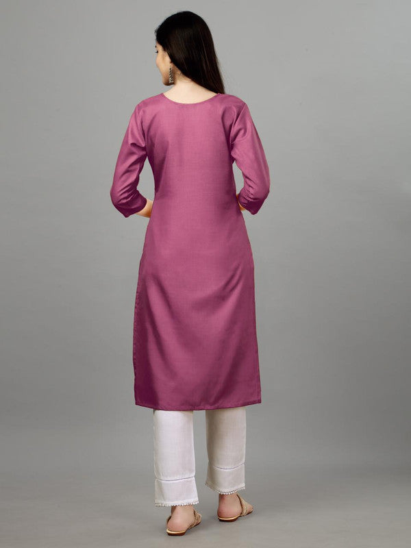 Pink Coloured Pure Cotton with Embroidery work Women Designer Daily wear Kurti!!