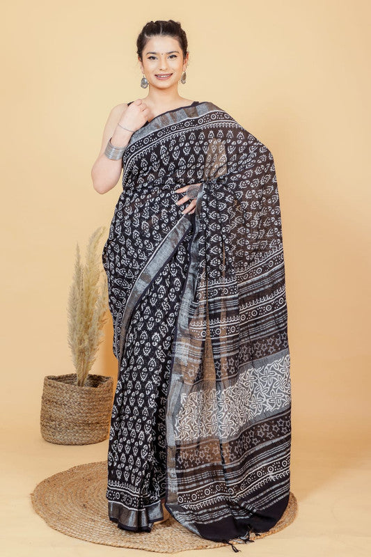 Beautiful Designer Linen  Saree