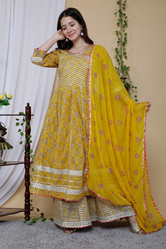 Designer Gown Kurti with Bottom and Dupatta