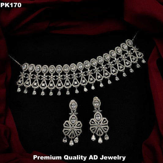 Premium Quality American Diamonds Jewellery Necklace set with Ear Rings