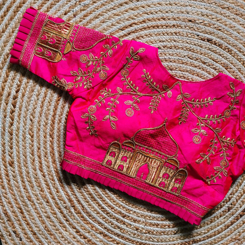 Pink Coloured Fantum Silk thread Jari Khatli Hand work Woman Ready made Boutique Designer fancy Blouse!!