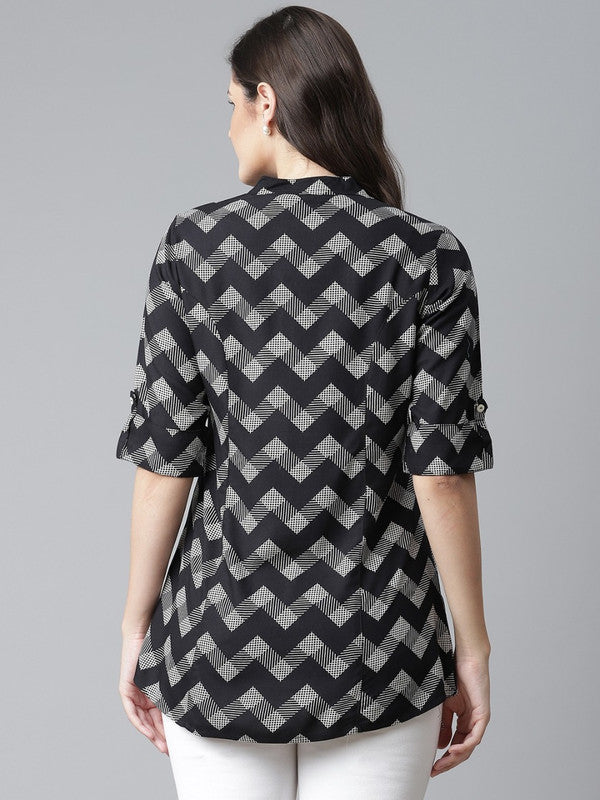 Black and white geometric printed opaque Casual shirt
