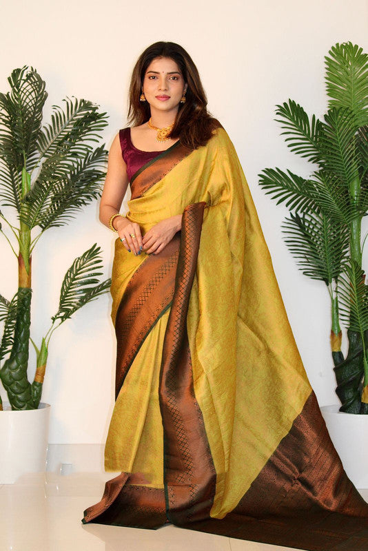 Cream with Rani Coloured Kubera Pattu with Jacquard work Women Designer Party wear Soft Silk Saree with Blouse!!