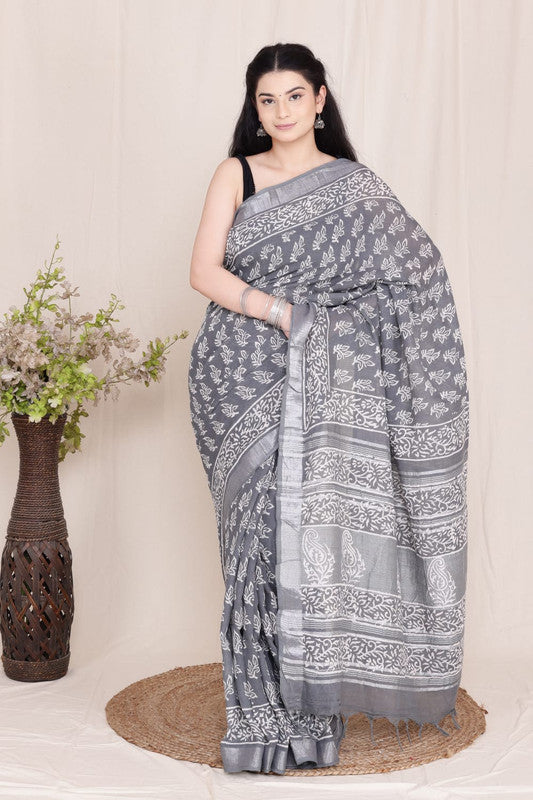 Beautiful Designer Linen  Saree