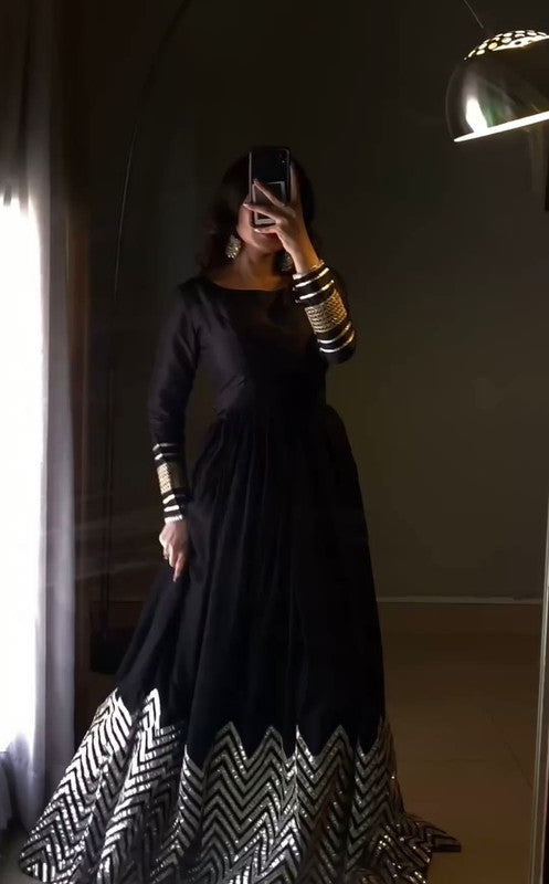 Party wear gown black best sale