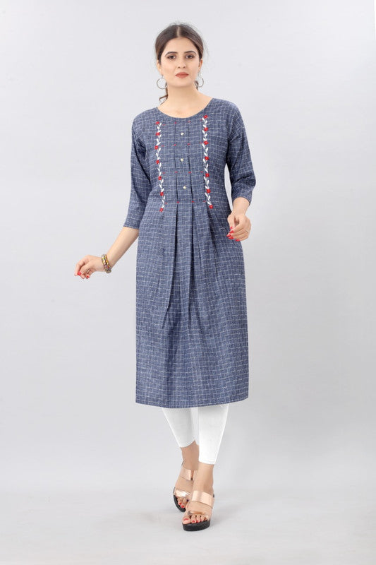 Regular wear Cotton Checks Kurti- Roys4458