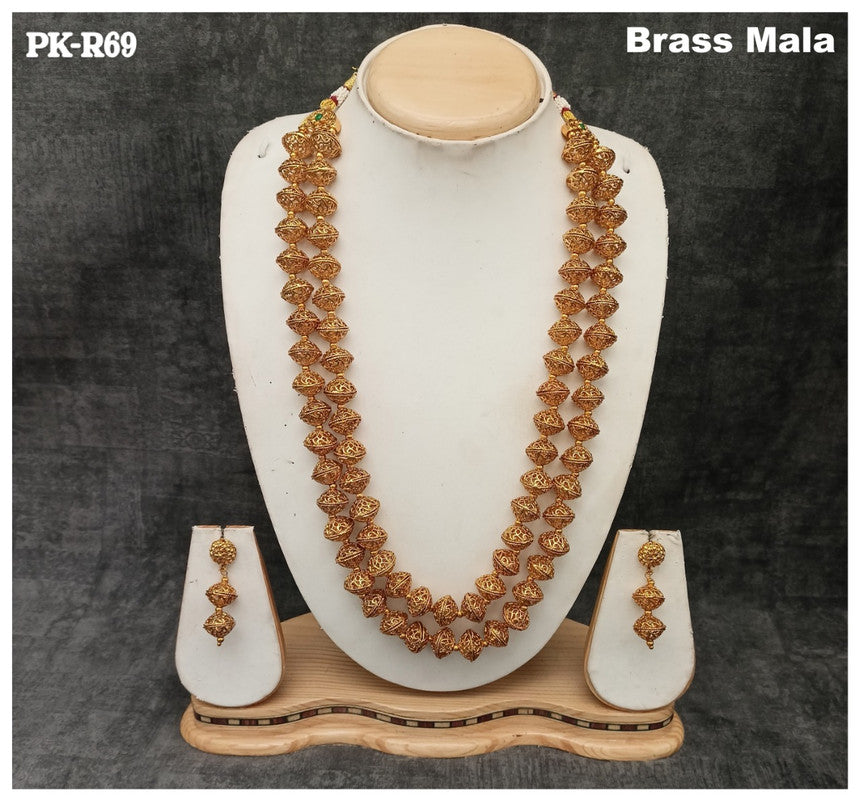 Premium Quality Brass Mala Jewellery Necklace set with Ear Rings