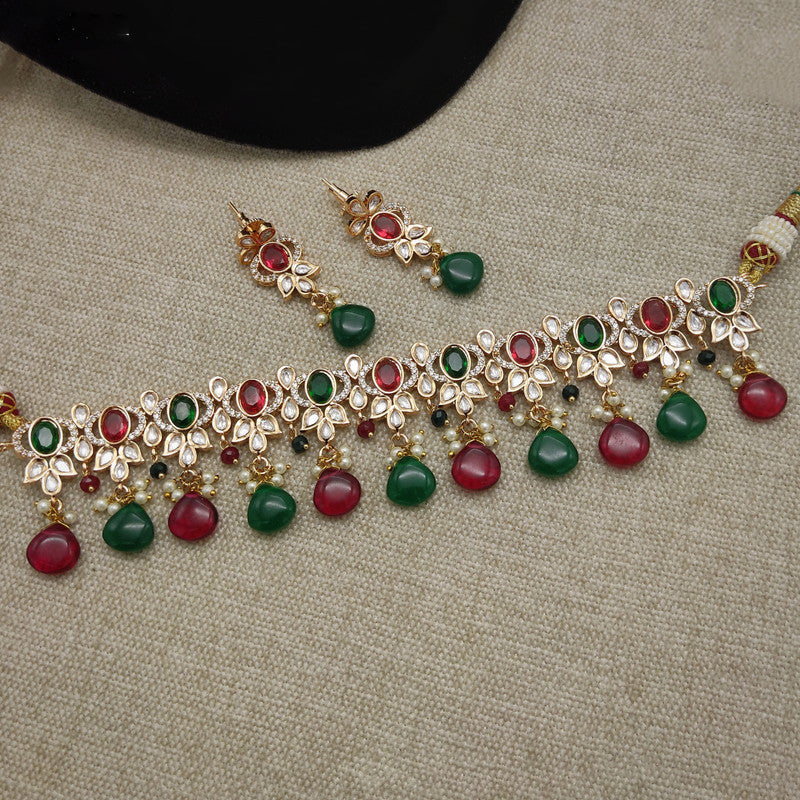 Multi coloured Exclusive Kundan Gold plating Jewellery Necklace set with Earrings!!