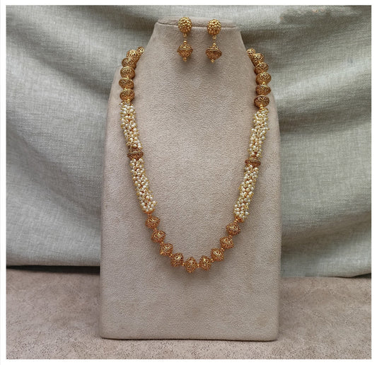 Beautiful Gold & Multi Coloured Premium Quality Pure Brass Gold Plating Long Mala Jewellery set with Earrings!!