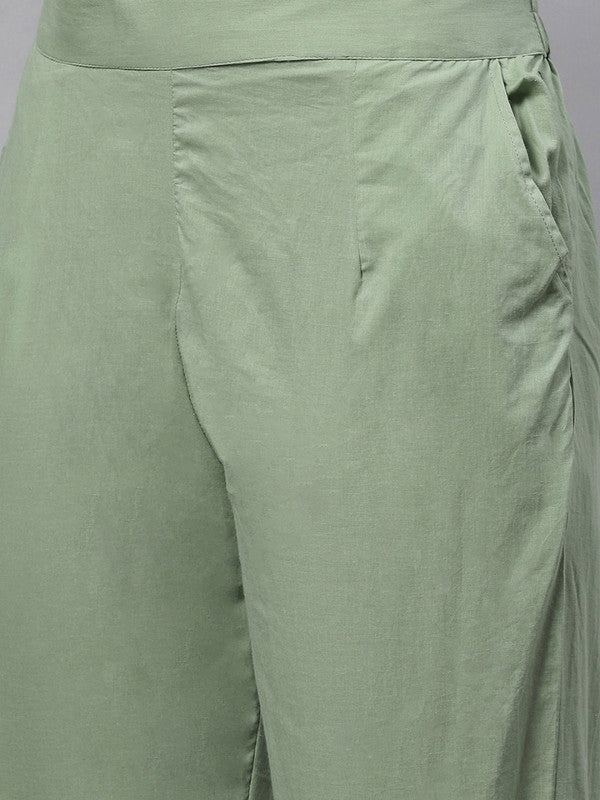 Green yoke design Kurta with Trousers & dupatta!!