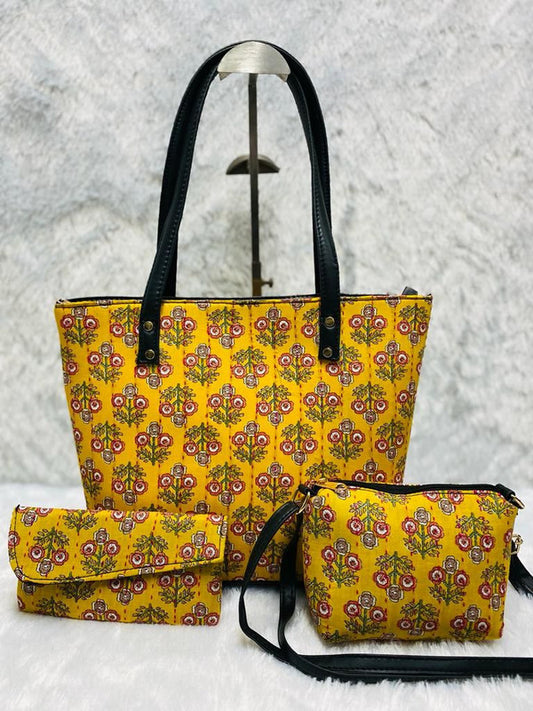 Yellow Coloured Exclusive Hand Bag, Sling Bag & Envelope Purse 3Pcs Combo( 3 Bags)!!