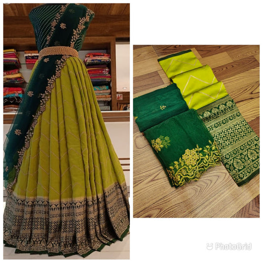 Kanjiveram Silk Zari lehanga with blouse along with cutwork Duppta !!