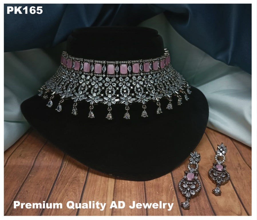 Premium Quality American Diamonds Jewellery Necklace set with Ear Rings