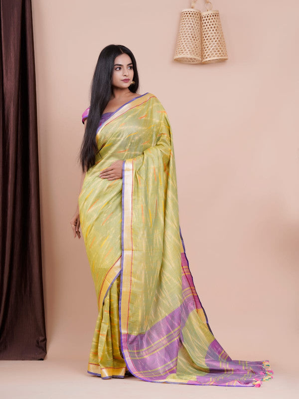 BEAUTIFUL LINEN HAND BLOCK PRINT SAREE