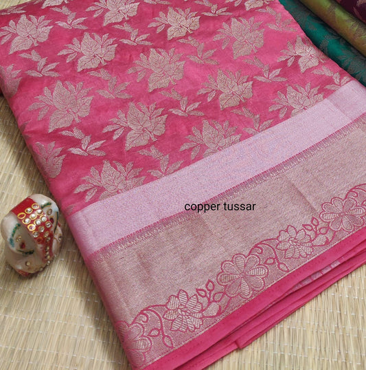EXCLUSIVE RAW TUSSAR SILK SAREE WITH COPPER WEAVING!!