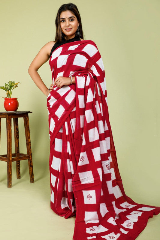 BEAUTIFUL HAND PRINTED MUL COTTON SAREE!!