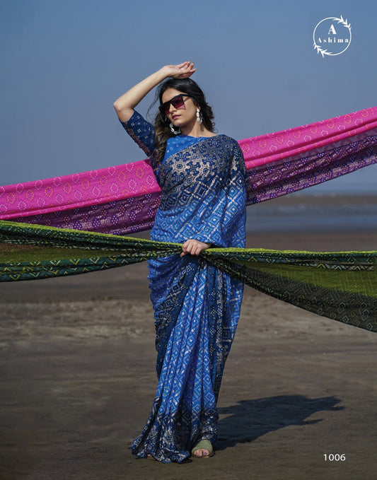 Designer Bandhani Foily Print Saree