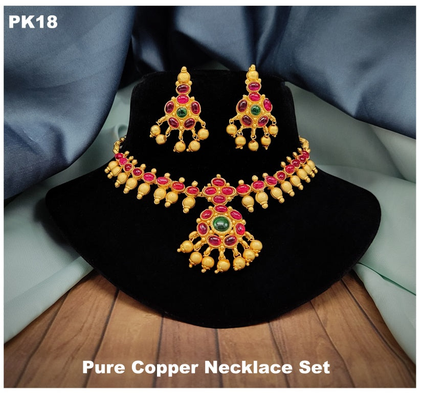 Premium Quality  Pure Copper Jewellery Necklace set with Ear Rings