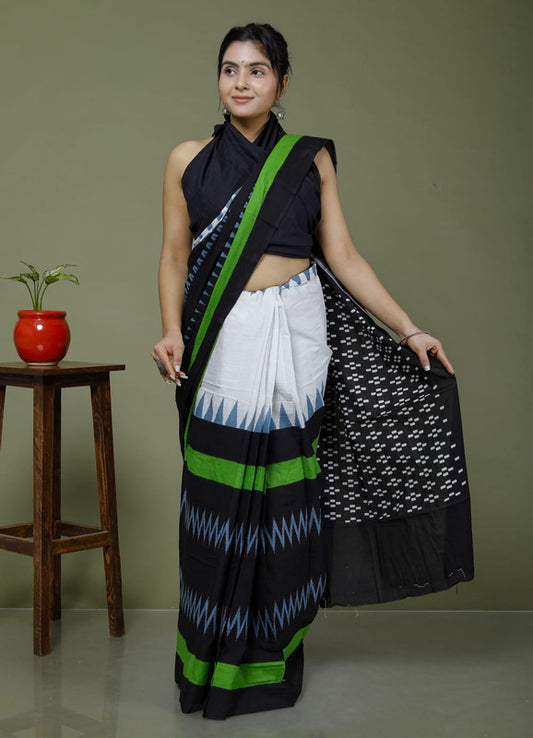 Navy Blue & Multi Coloured Hand Printed Super dying Quality Mul Cotton Women Daily wear Saree with Blouse!!