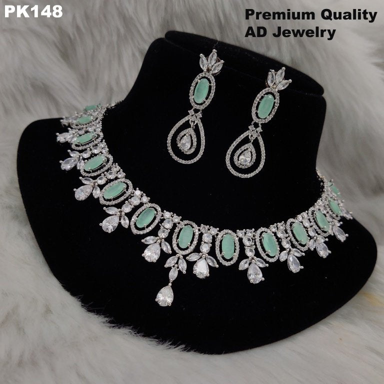 Premium Quality American Diamond Necklace set with Ear Rings