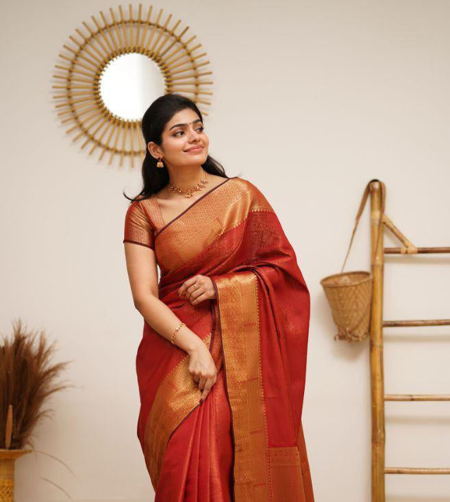 Elegant Goldenrod Yellow Bridal Pure Silk Kanchipuram Saree (Silk Mark)