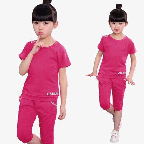 Dark Pink Coloured Lycra Girls Daily wear Top & Short Pant!!