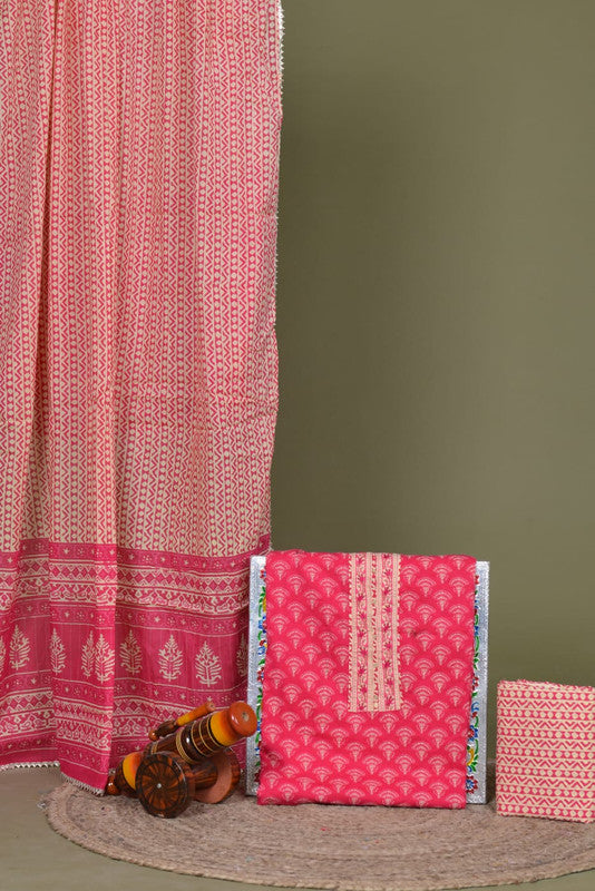 BEAUTIFUL HAND PRINTED SUITS DUPATTA COTTON !!