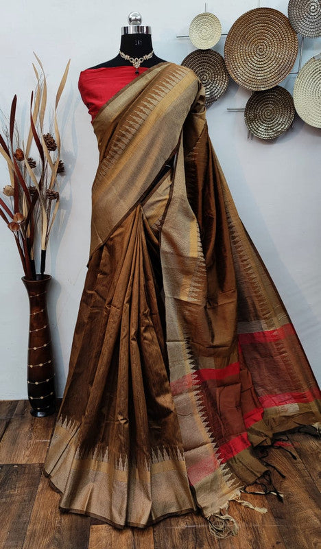 Raw silk weaving saree with Temple woven border!!