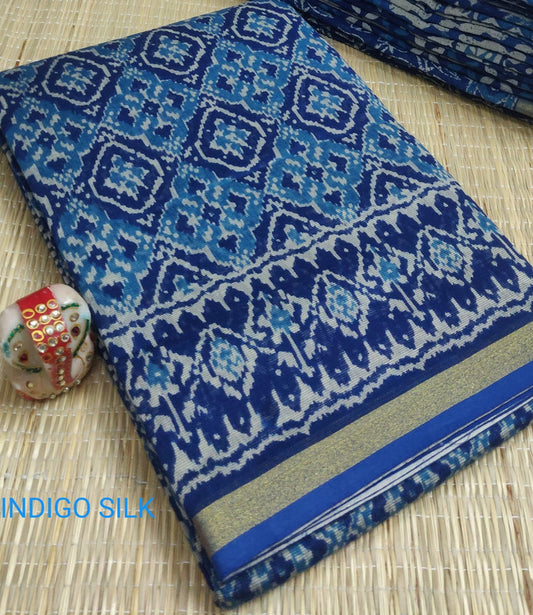 PURE COTTON SILK SAREE WITH GEOMETRICAL PRINT & PRINTED PALLU!!