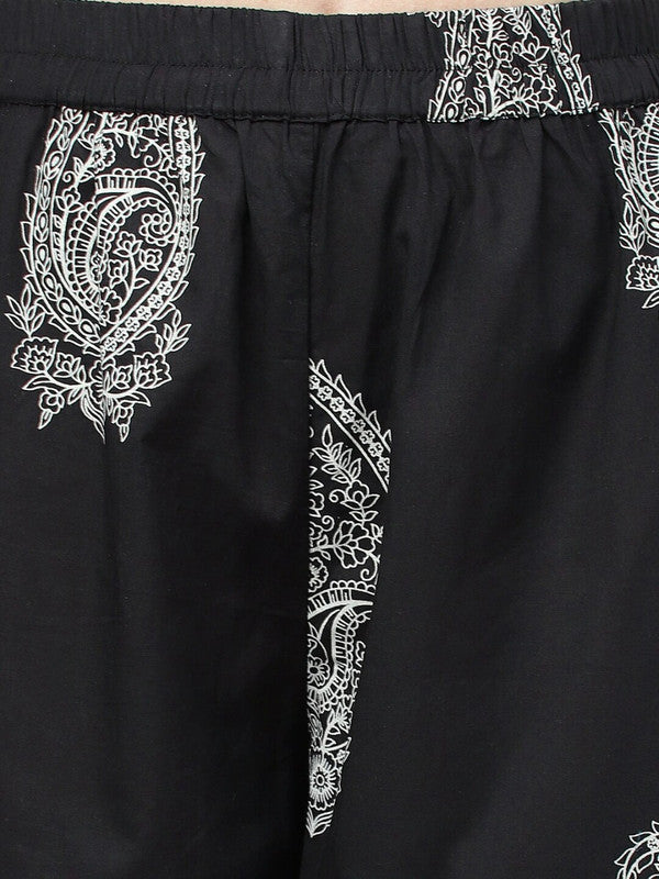 Black Ethnic motifs printed Straight Shape Party wear Kurti with Patiala Pant!!