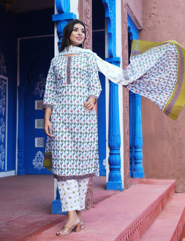 Beautiful Cotton Stitched Suit with Cotton Pant & Cotton Dupatta!!