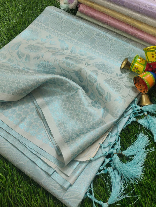 SOFT SILK SAREE WITH ALL DIFFERENT COLOR JARI AND SELF BORDER!!