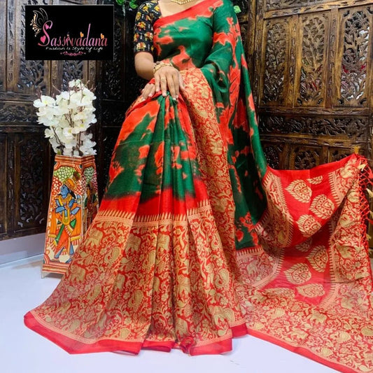 Beautiful  jute linen saree