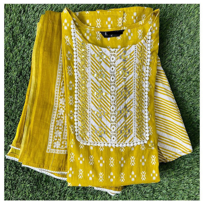 Designer Bandhage Print Kurta with Bottom and Dupatta!!