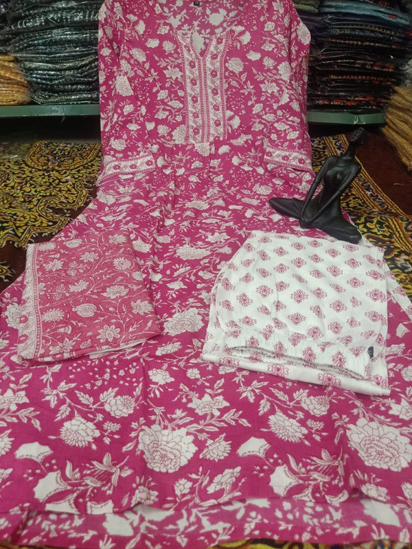 Beautiful Floral Print kurti with pant & dupatta!!