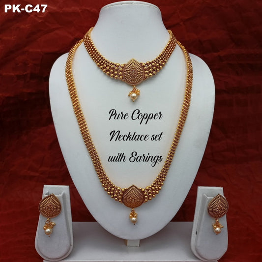 Premium Quality Pure Copper Necklace set with Ear Rings