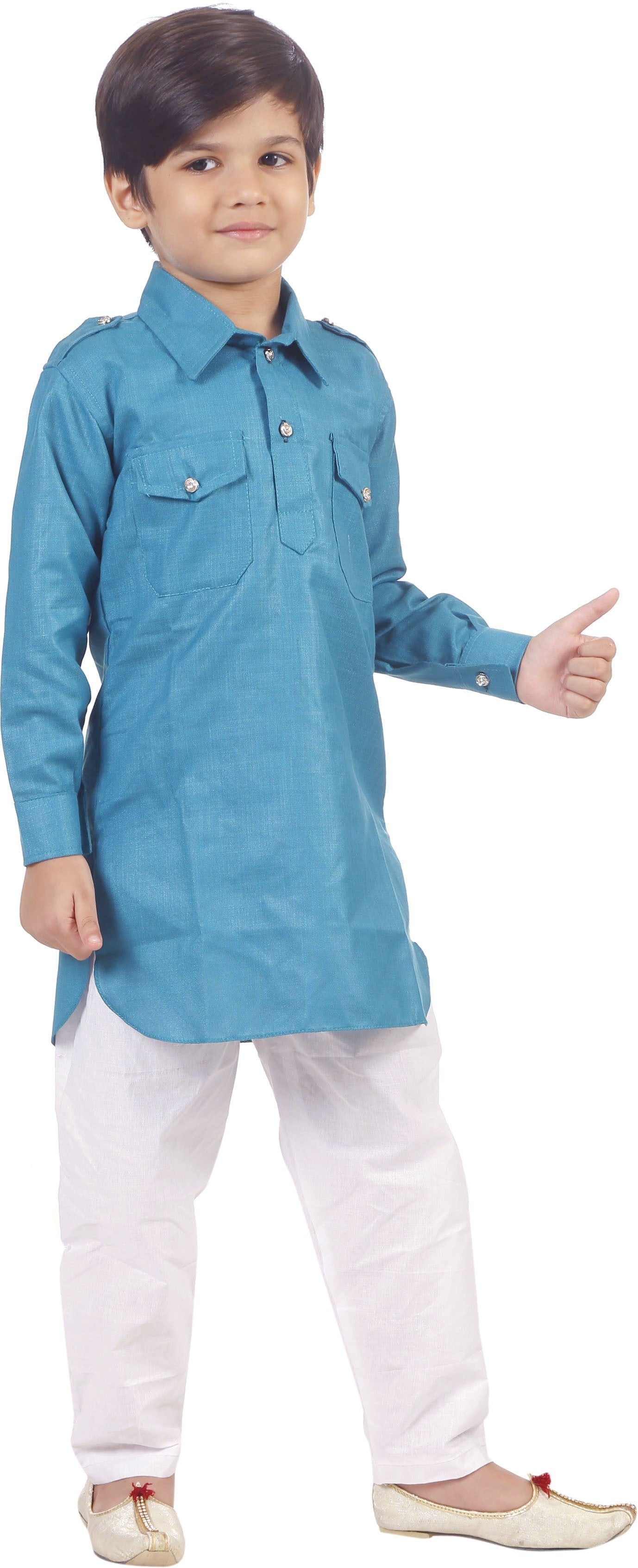 Blue Coloured Cotton Boys Ethnic Kurta with Pyjama!!