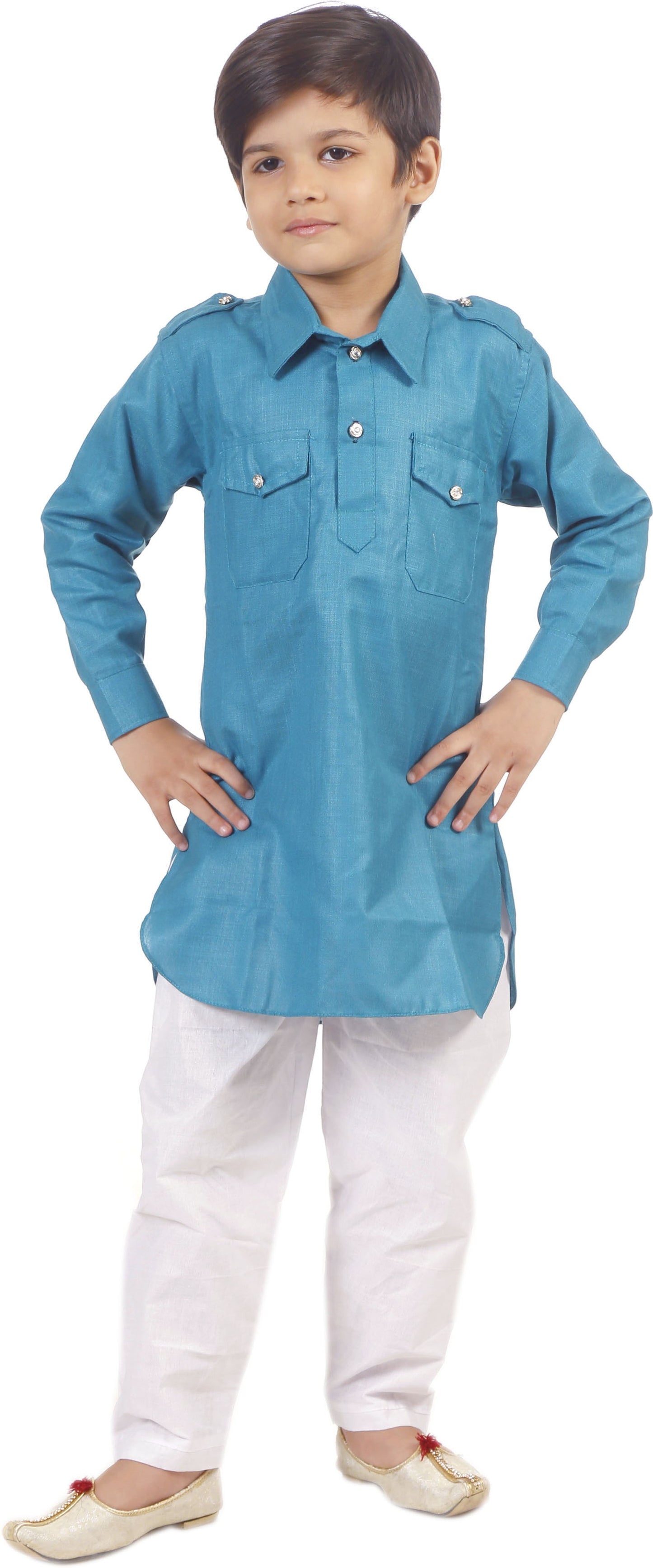 Blue Coloured Cotton Boys Ethnic Kurta with Pyjama!!