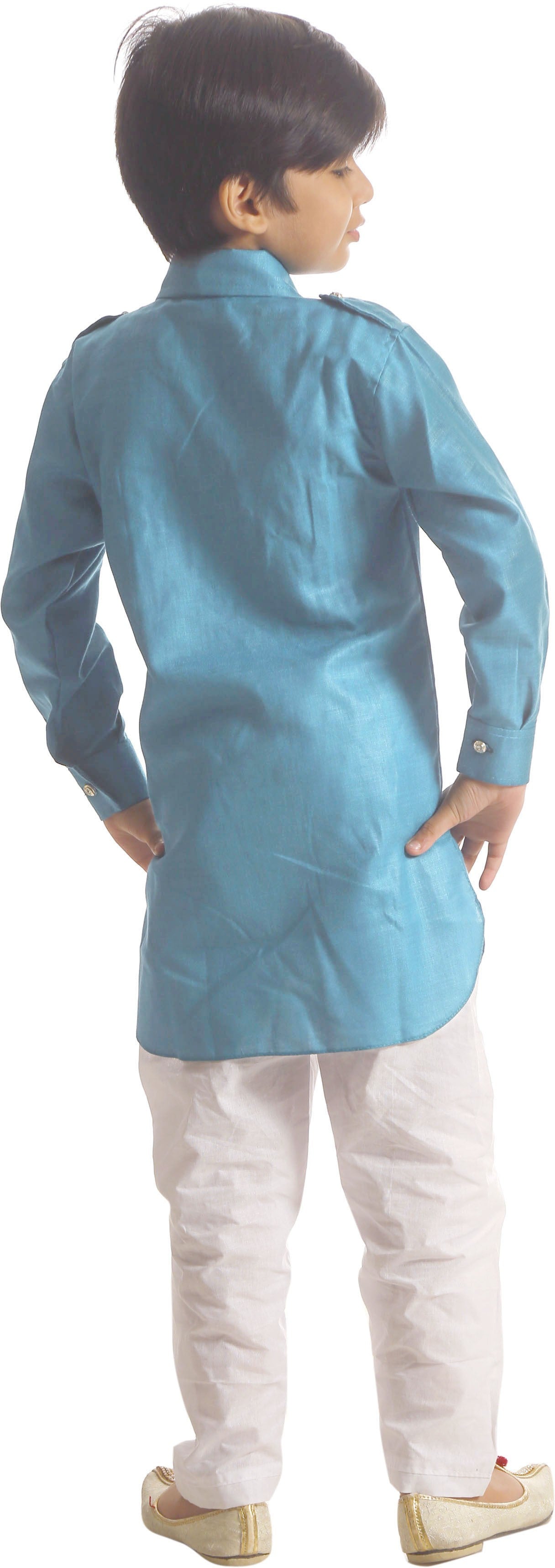 Blue Coloured Cotton Boys Ethnic Kurta with Pyjama!!